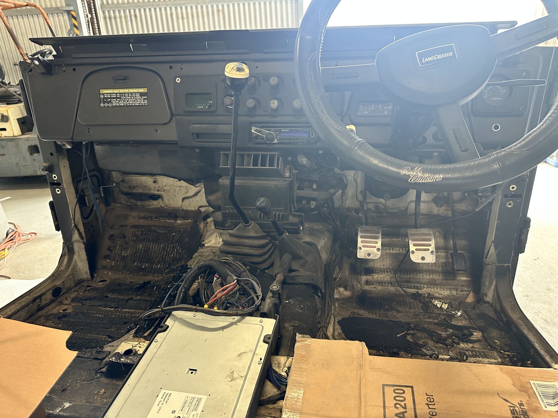 Bare dash and floor during teardown